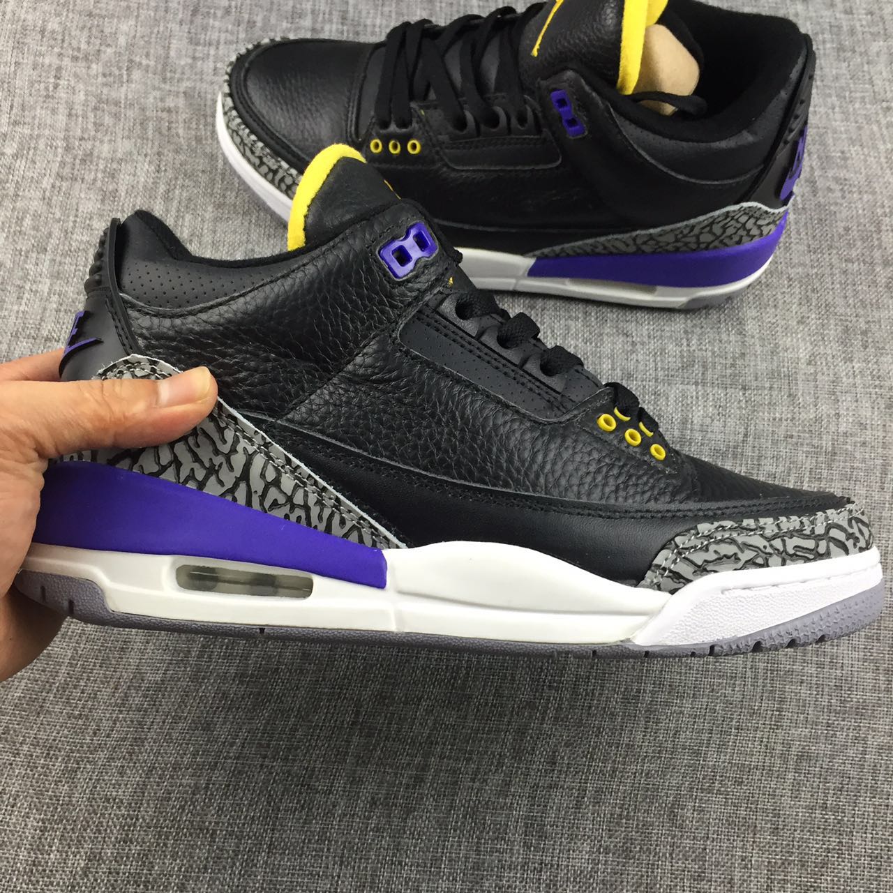 New Air Jordan 3 Black Purple Yellow Shoes